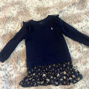 Polo Ralph Lauren girls cotton sweatshirt dress with skirt